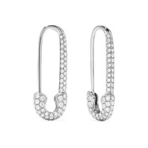 Sterling silver CZ Safety Pin Earrings
